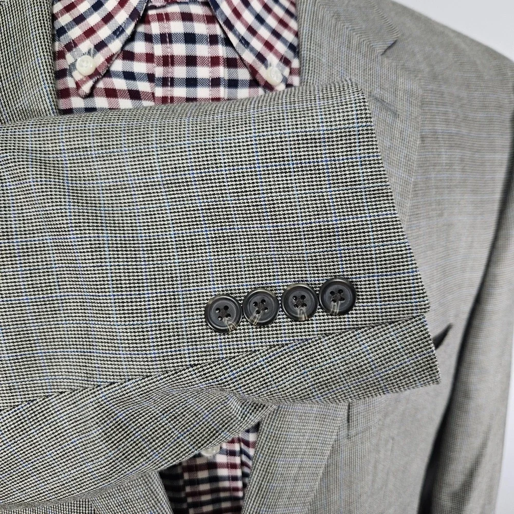 Lauren Ralph Lauren Men's Sport Coat Blazer Two Button Gray Plaid Silk Wool 46S